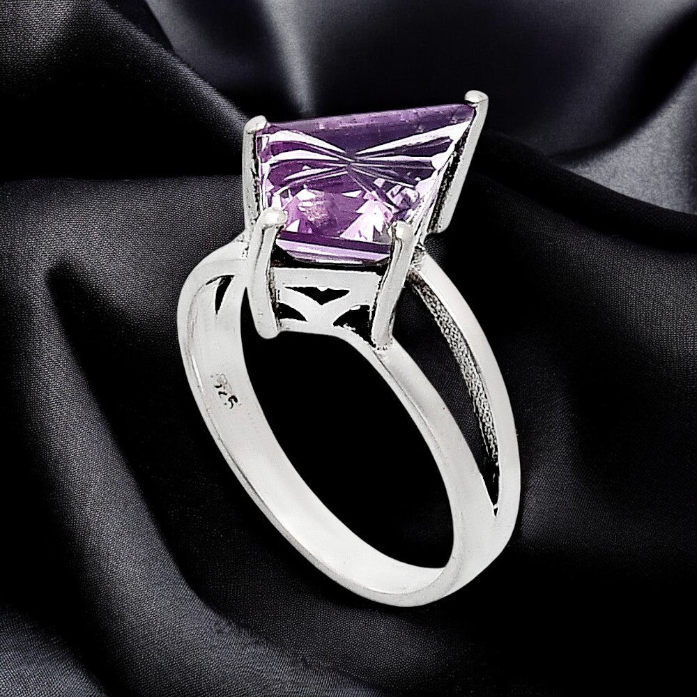 925 Sterling Silver Unique Faceted Gemstone Statement Ring for Women AGR1008 R-1019