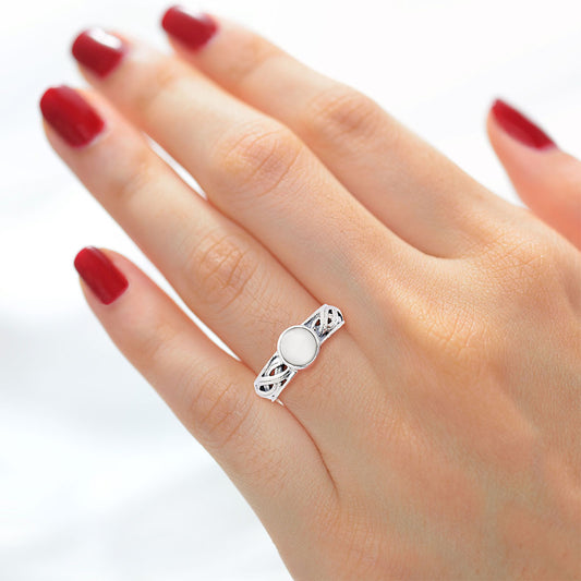 Boho Bezel Gemstone Ring in 925 Sterling Silver Vintage Band Design AGR1009 R-1161