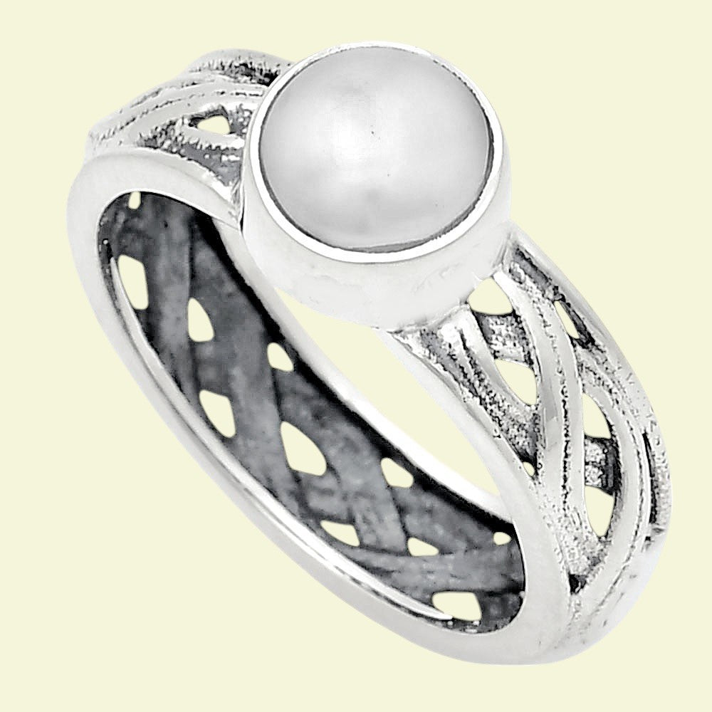 Boho Bezel Gemstone Ring in 925 Sterling Silver Vintage Band Design AGR1009 R-1161