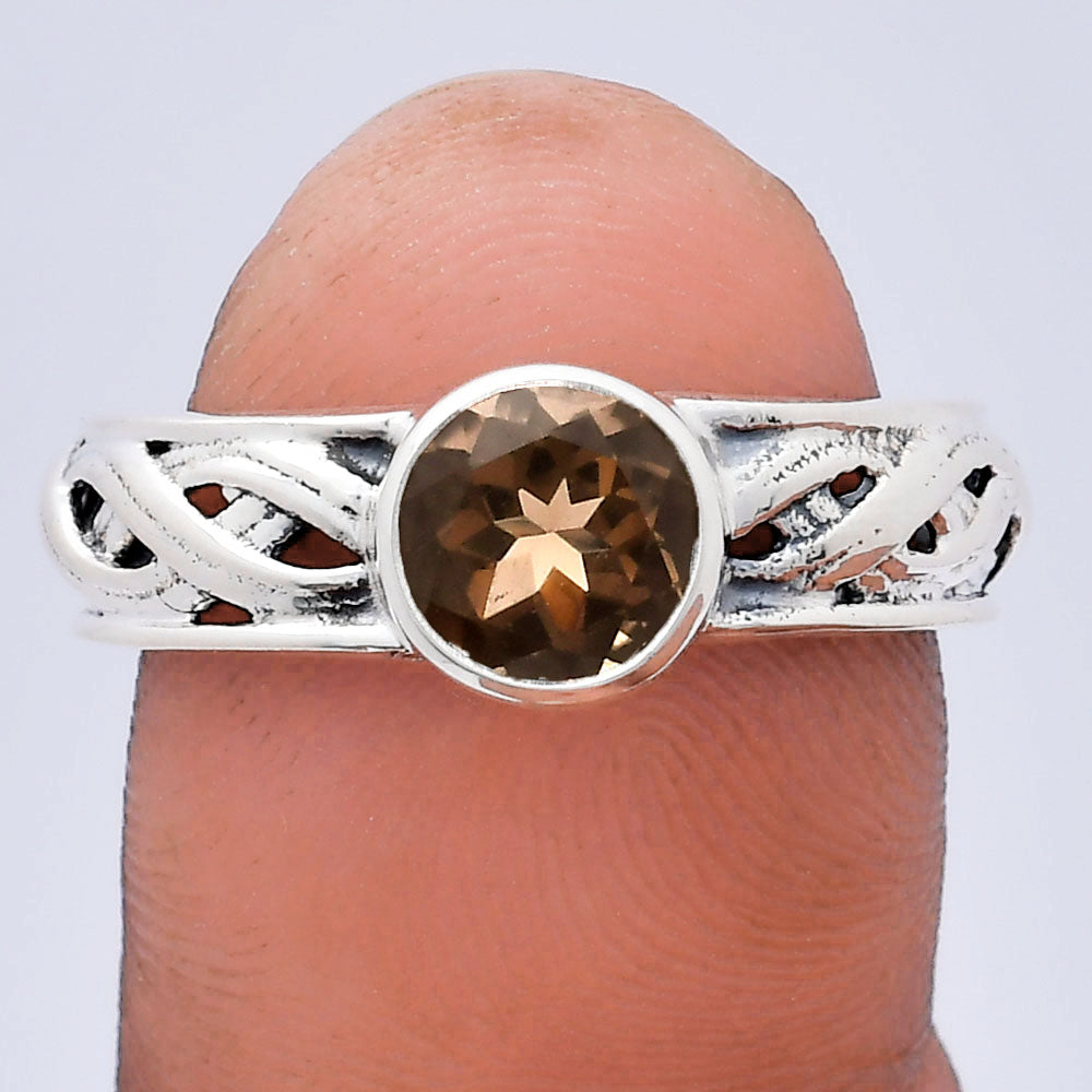Boho Bezel Gemstone Ring in 925 Sterling Silver Vintage Band Design AGR1009 R-1161