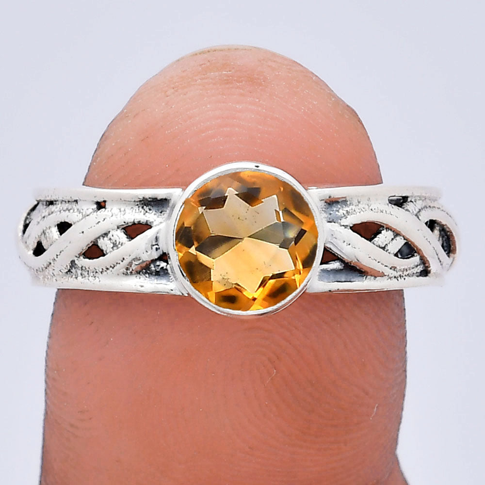 Boho Bezel Gemstone Ring in 925 Sterling Silver Vintage Band Design AGR1009 R-1161