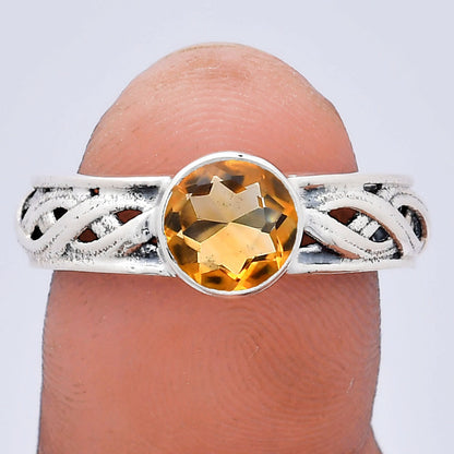 Boho Bezel Gemstone Ring in 925 Sterling Silver Vintage Band Design AGR1009 R-1161