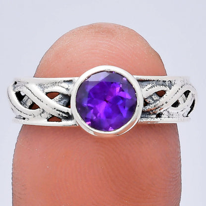Boho Bezel Gemstone Ring in 925 Sterling Silver Vintage Band Design AGR1009 R-1161