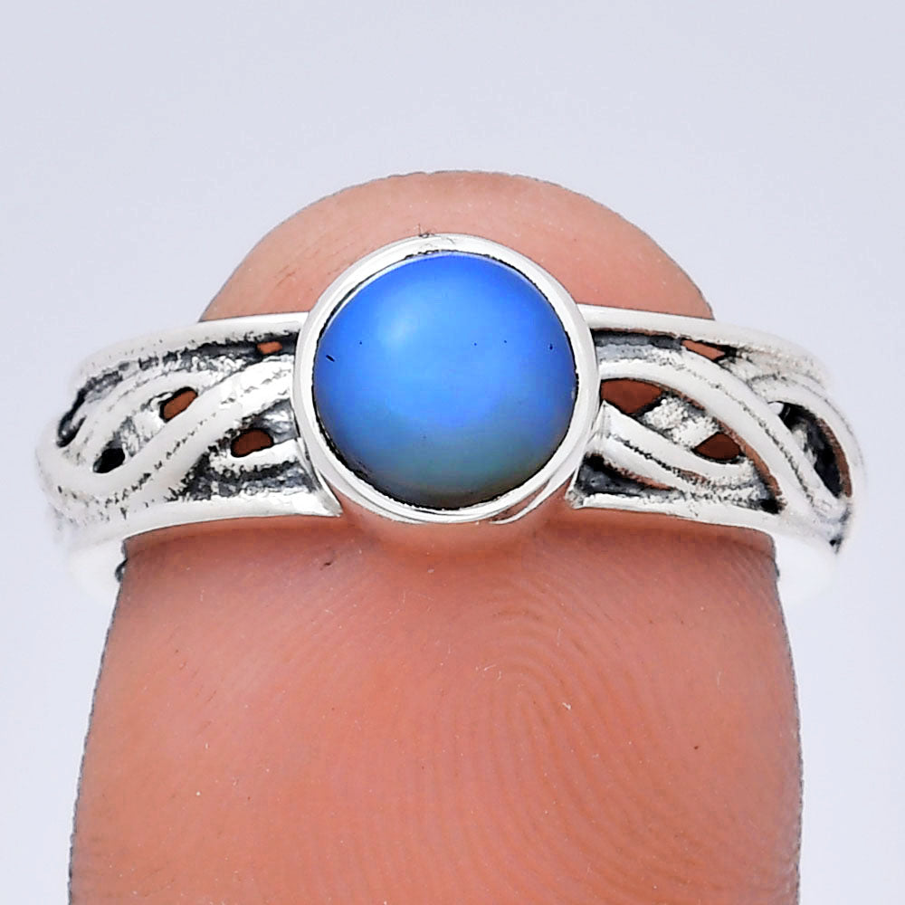 Boho Bezel Gemstone Ring in 925 Sterling Silver Vintage Band Design AGR1009 R-1161