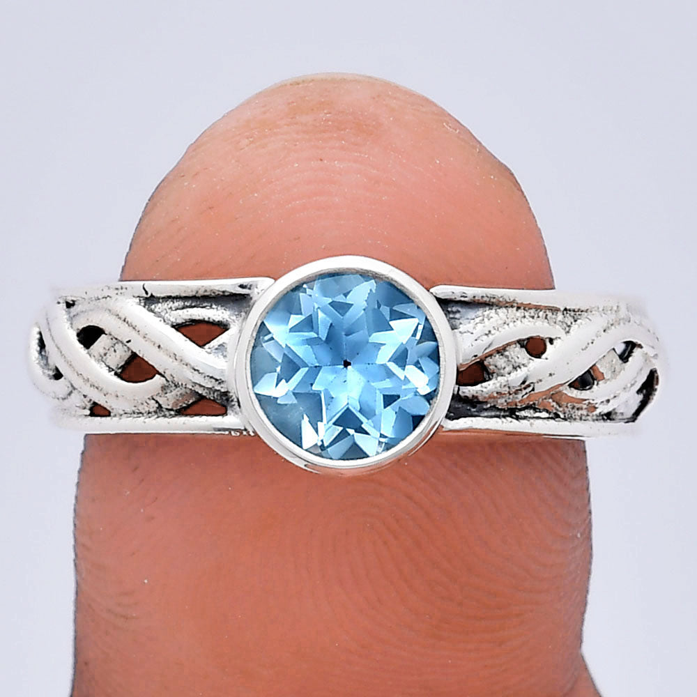 Boho Bezel Gemstone Ring in 925 Sterling Silver Vintage Band Design AGR1009 R-1161