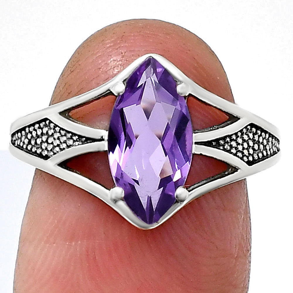 Marquise Gemstone Ring in 925 Sterling Silver Vintage Statement Style AGR1010 R-1727