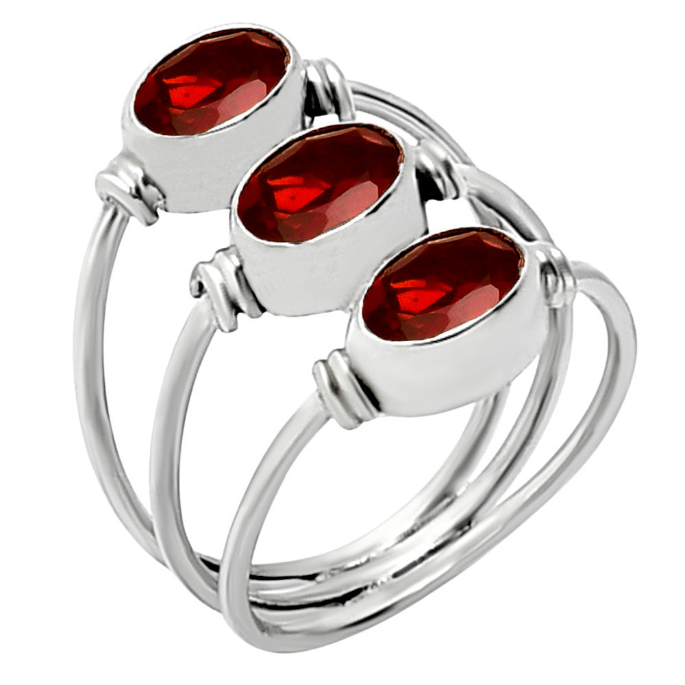 925 Silver Triple Gemstone Stacking Ring for Women - Opal & Multi-Stone AGR1011 R-1566