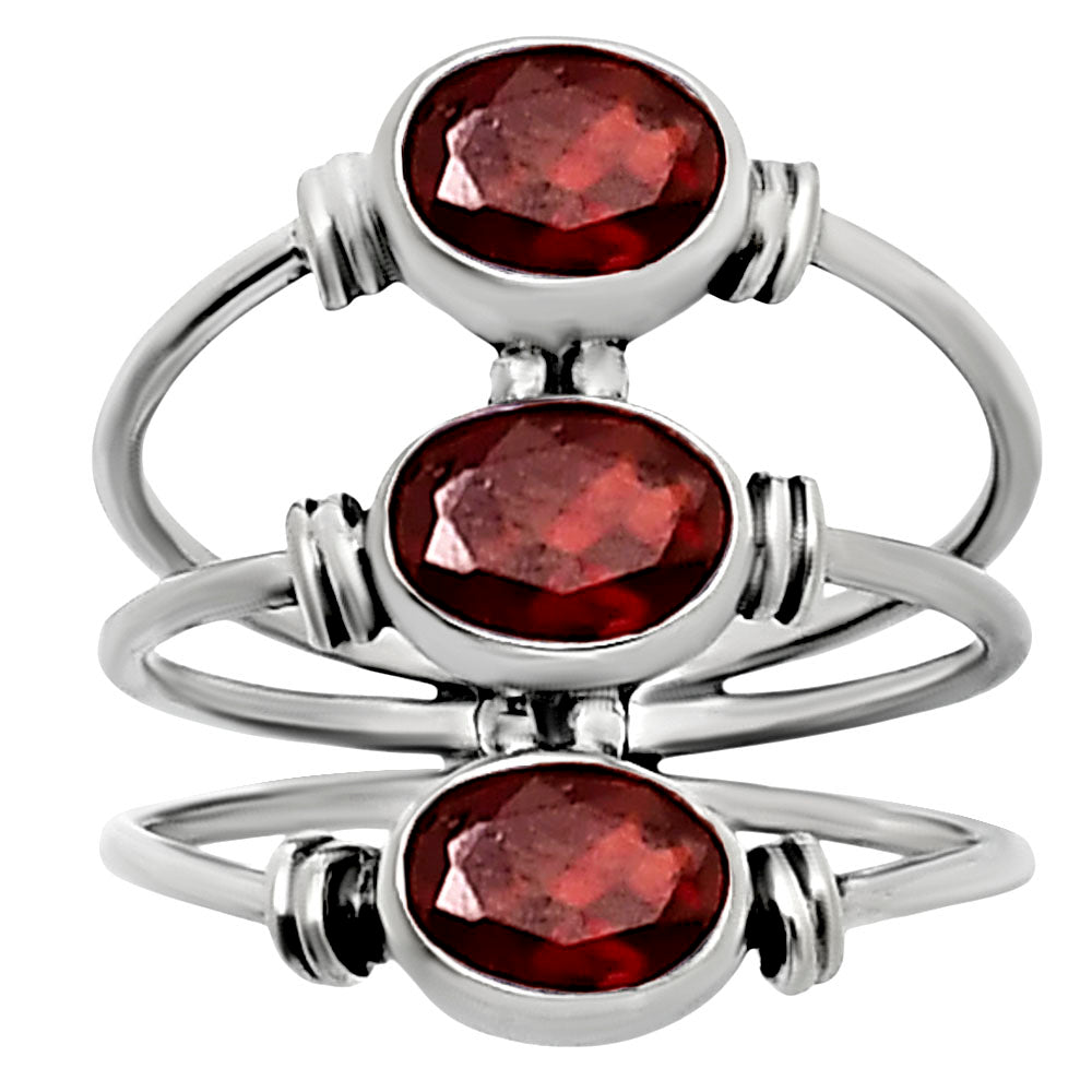 925 Silver Triple Gemstone Stacking Ring for Women - Opal & Multi-Stone AGR1011 R-1566