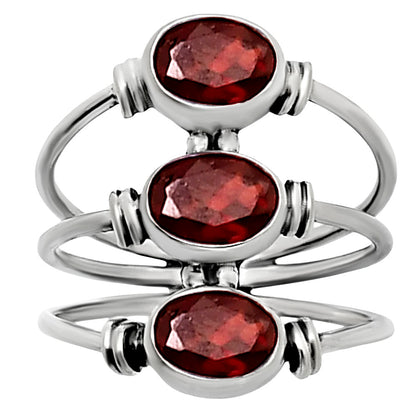 925 Silver Triple Gemstone Stacking Ring for Women - Opal & Multi-Stone AGR1011 R-1566