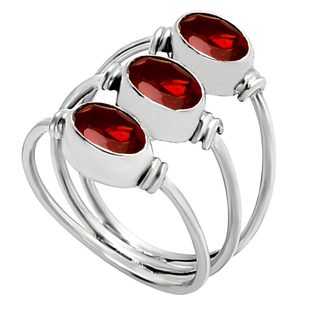 925 Silver Triple Gemstone Stacking Ring for Women - Opal & Multi-Stone AGR1011 R-1566