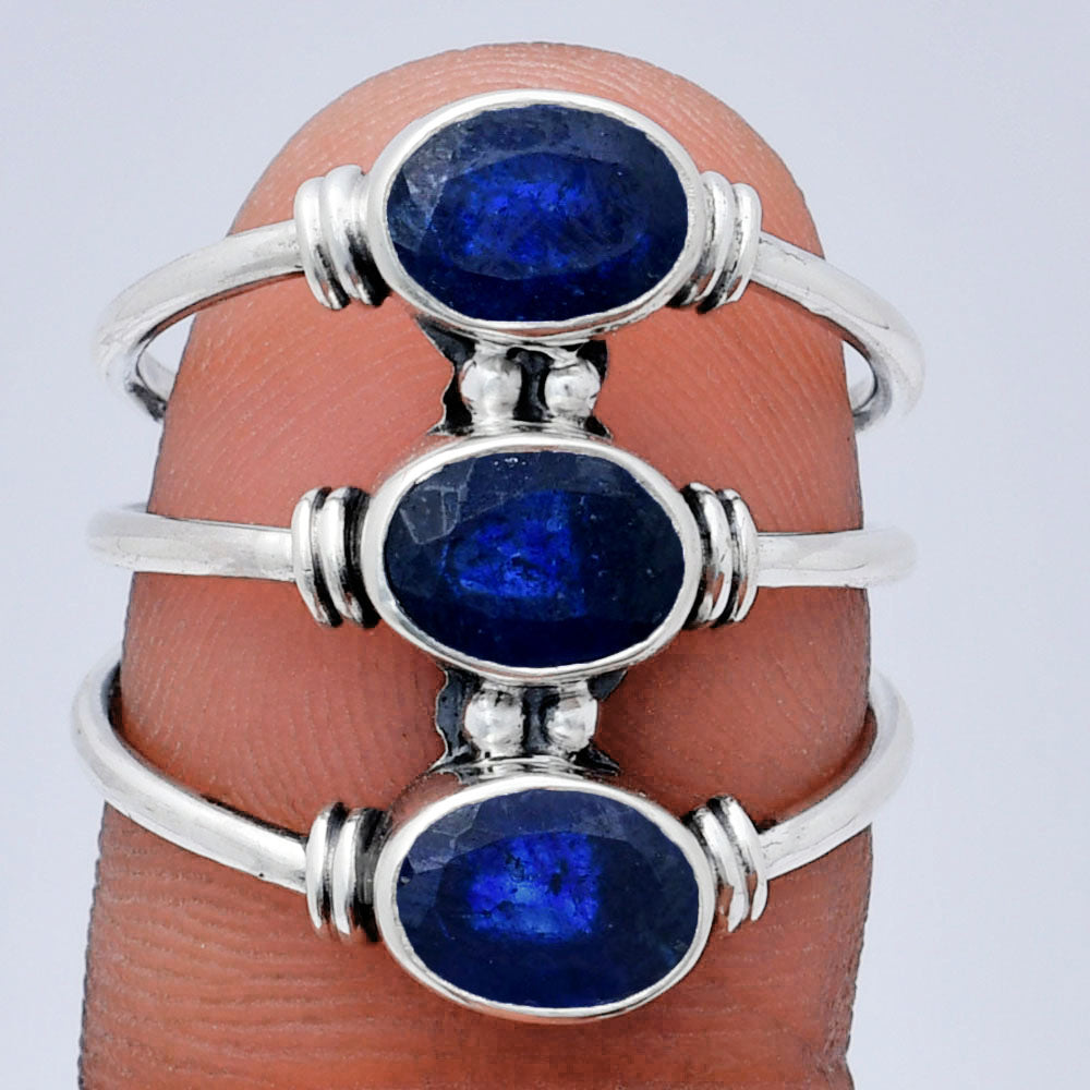 925 Silver Triple Gemstone Stacking Ring for Women - Opal & Multi-Stone AGR1011 R-1566