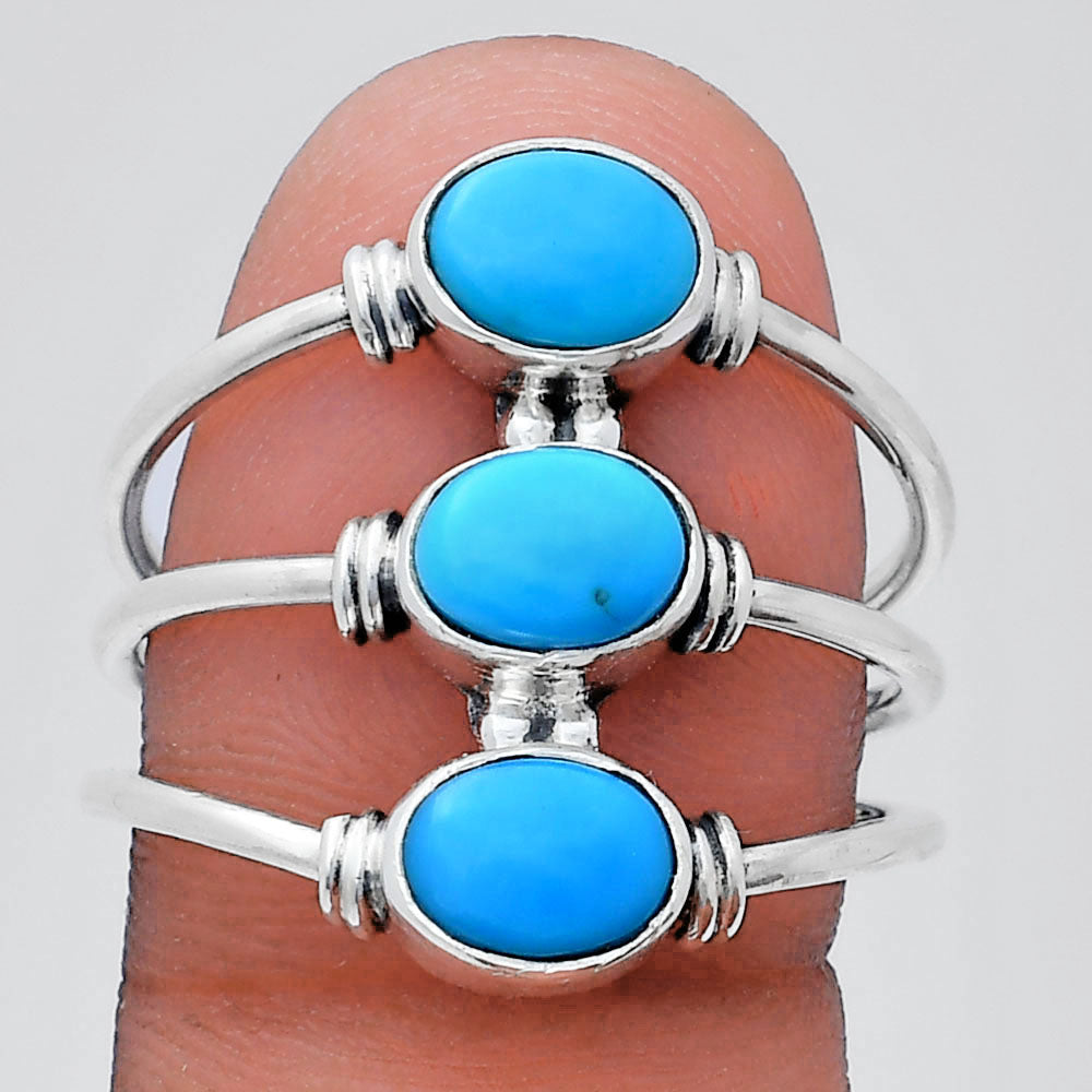 925 Silver Triple Gemstone Stacking Ring for Women - Opal & Multi-Stone AGR1011 R-1566
