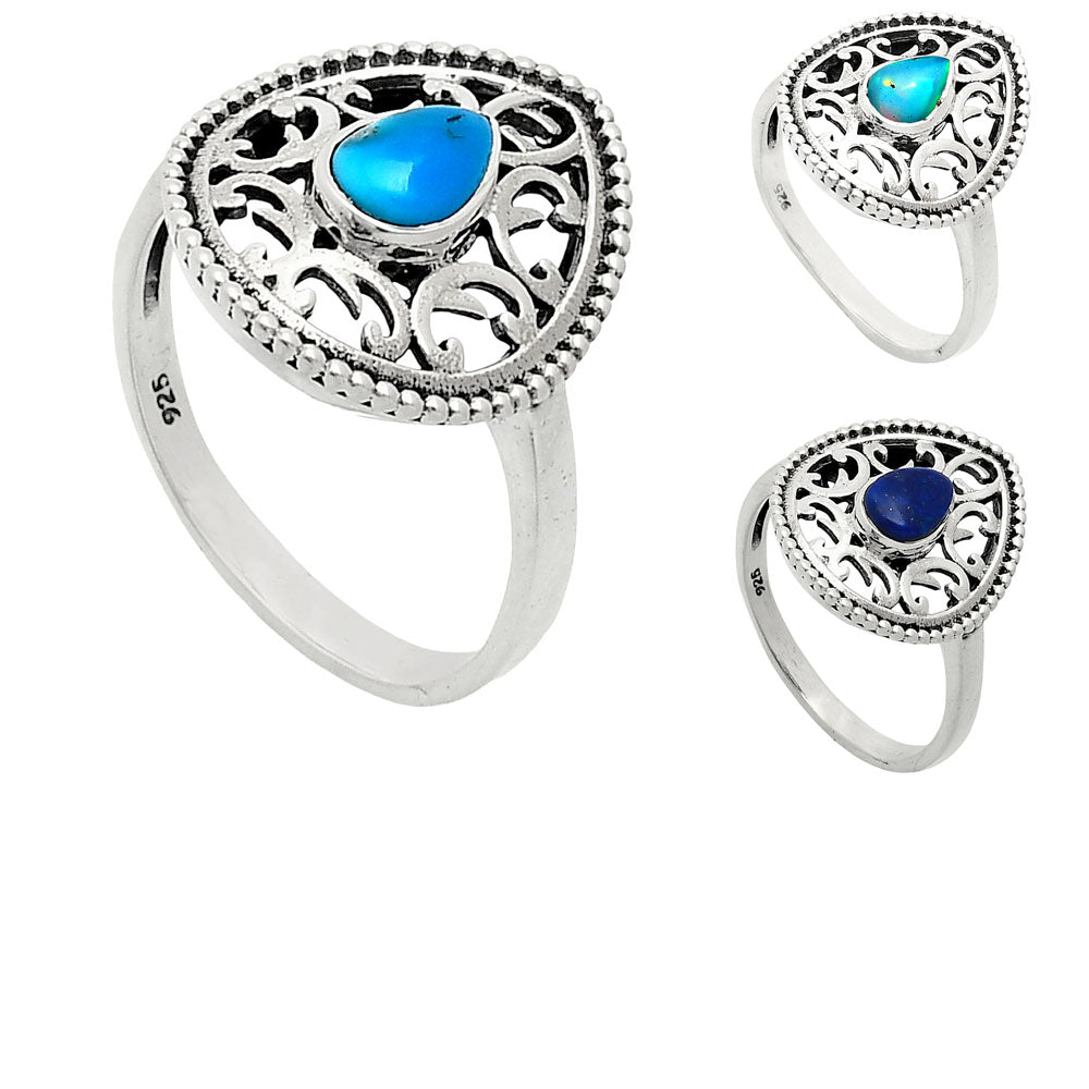 Handcrafted Triangle Gemstone Ring for Women - 925 Sterling Silver AGR1012 R-1038