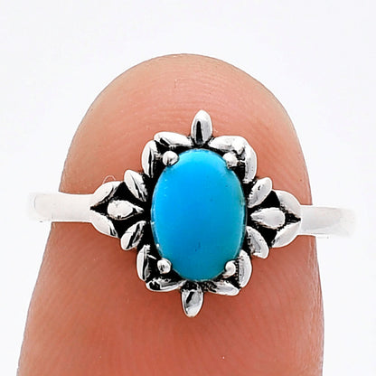 925 Sterling Silver Flower Ring with Gemstone - Vintage Boho Jewelry AGR1013 R-1721