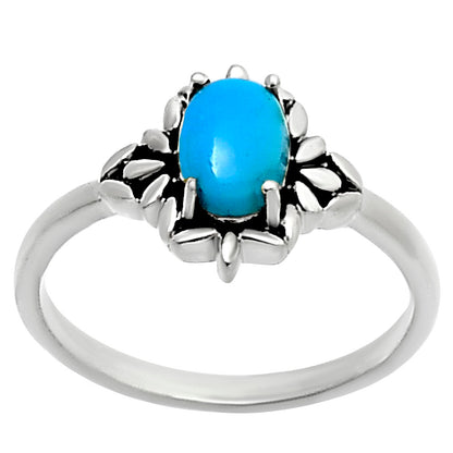 925 Sterling Silver Flower Ring with Gemstone - Vintage Boho Jewelry AGR1013 R-1721