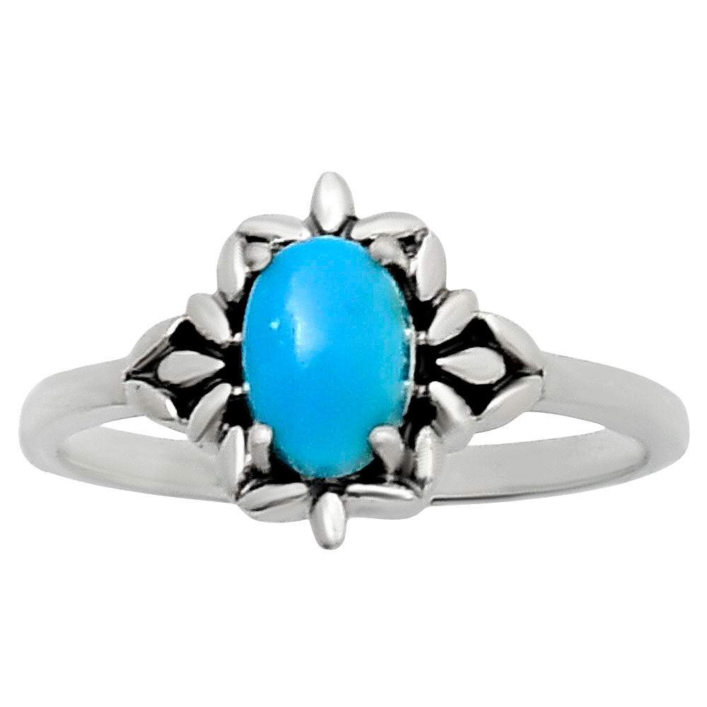 925 Sterling Silver Flower Ring with Gemstone - Vintage Boho Jewelry AGR1013 R-1721
