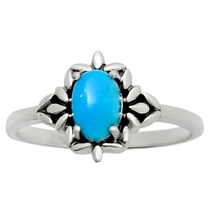 925 Sterling Silver Flower Ring with Gemstone - Vintage Boho Jewelry AGR1013 R-1721