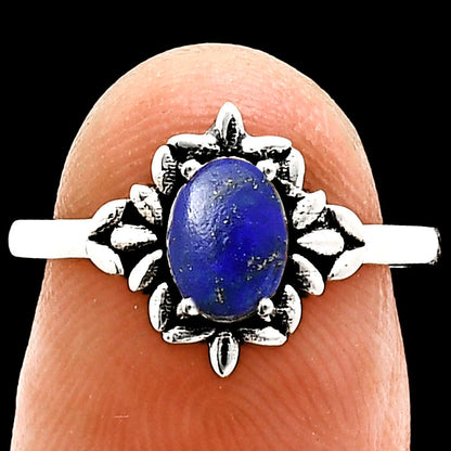 925 Sterling Silver Flower Ring with Gemstone - Vintage Boho Jewelry AGR1013 R-1721