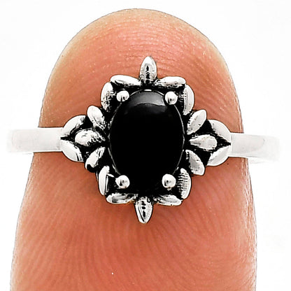 925 Sterling Silver Flower Ring with Gemstone - Vintage Boho Jewelry AGR1013 R-1721