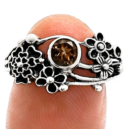 925 Sterling Silver Floral Ring with Natural Gemstone Boho Vintage Style AGR1014 R-1041