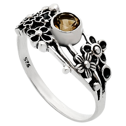925 Sterling Silver Floral Ring with Natural Gemstone Boho Vintage Style AGR1014 R-1041