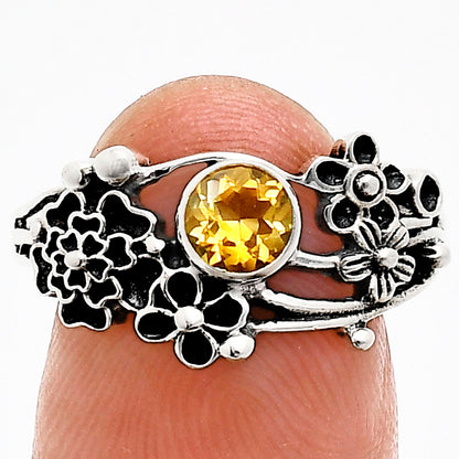 925 Sterling Silver Floral Ring with Natural Gemstone Boho Vintage Style AGR1014 R-1041