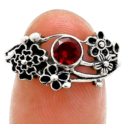 925 Sterling Silver Floral Ring with Natural Gemstone Boho Vintage Style AGR1014 R-1041