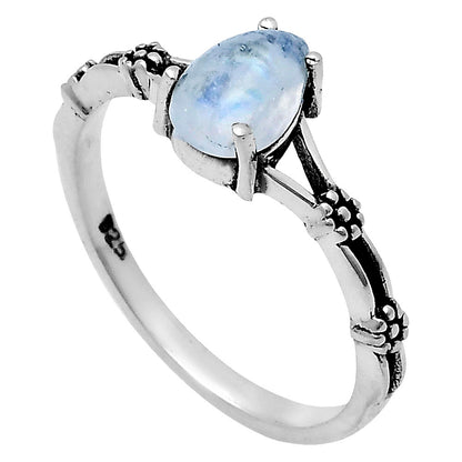 Teardrop Natural Gemstone Ring Jewelry in 925 Sterling Silver Boho Style AGR1015 R-1720