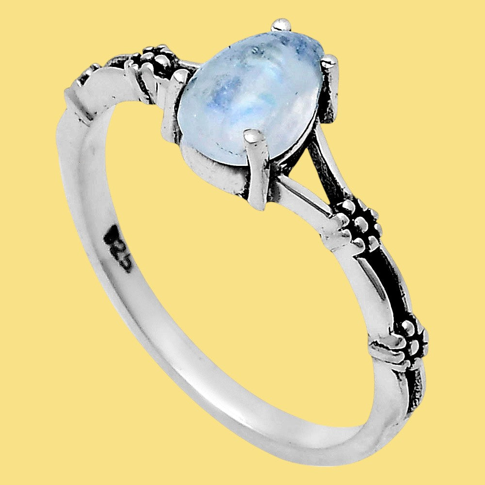 Teardrop Natural Gemstone Ring Jewelry in 925 Sterling Silver Boho Style AGR1015 R-1720