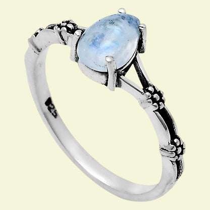 Teardrop Natural Gemstone Ring Jewelry in 925 Sterling Silver Boho Style AGR1015 R-1720