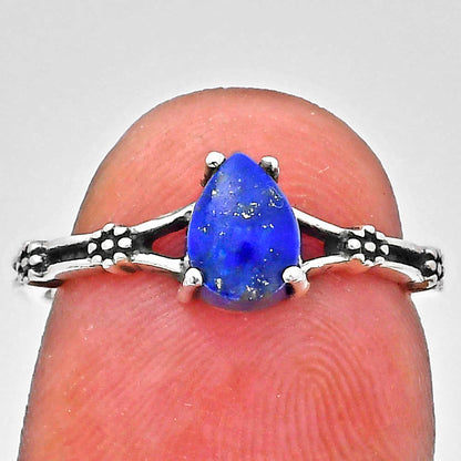 Teardrop Natural Gemstone Ring Jewelry in 925 Sterling Silver Boho Style AGR1015 R-1720