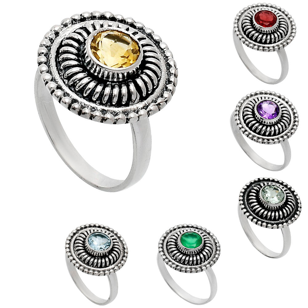 Vintage 925 Sterling Silver Ring Vintage Boho Round Statement Jewelry AGR1017 R-1388