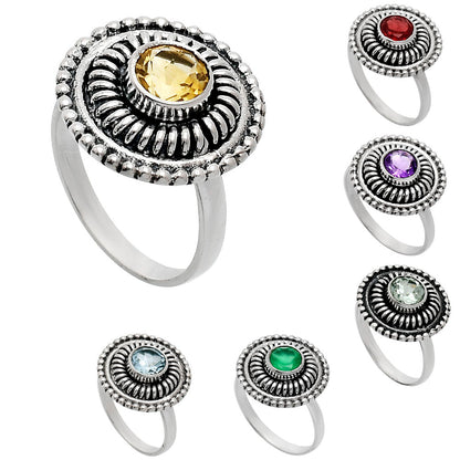 Vintage 925 Sterling Silver Ring Vintage Boho Round Statement Jewelry AGR1017 R-1388