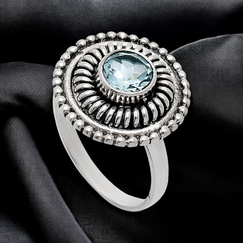 Vintage 925 Sterling Silver Ring Vintage Boho Round Statement Jewelry AGR1017 R-1388