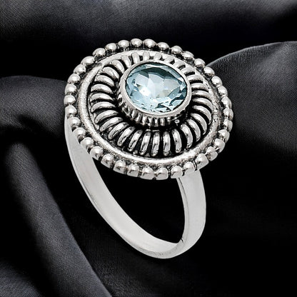Vintage 925 Sterling Silver Ring Vintage Boho Round Statement Jewelry AGR1017 R-1388