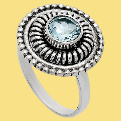 Vintage 925 Sterling Silver Ring Vintage Boho Round Statement Jewelry AGR1017 R-1388