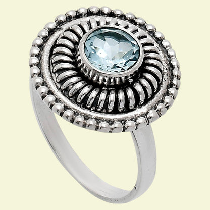 Vintage 925 Sterling Silver Ring Vintage Boho Round Statement Jewelry AGR1017 R-1388