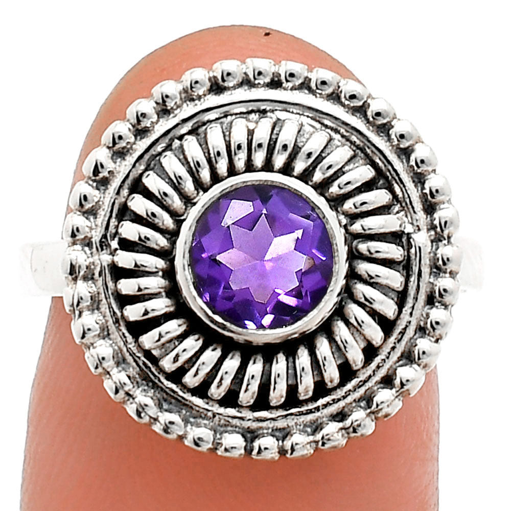 Vintage 925 Sterling Silver Ring Vintage Boho Round Statement Jewelry AGR1017 R-1388