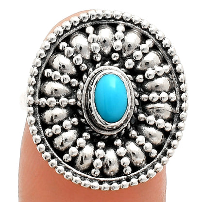 925 Silver Boho Round Ring with Natural Gemstone - Retro Beaded Design AGR1019 R-1691