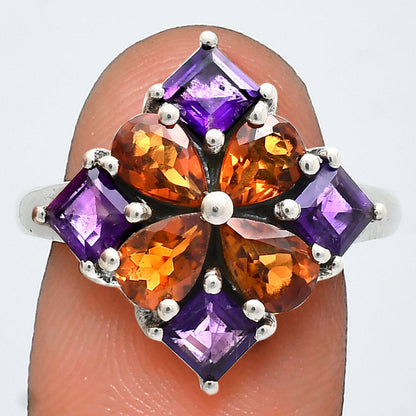Floral Design Multi Stone Ring in 925 Silver - Women Statement Jewelry AGR1020 R-1021