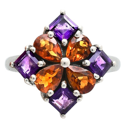 Floral Design Multi Stone Ring in 925 Silver - Women Statement Jewelry AGR1020 R-1021