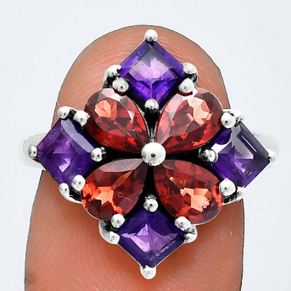 Floral Design Multi Stone Ring in 925 Silver - Women Statement Jewelry AGR1020 R-1021