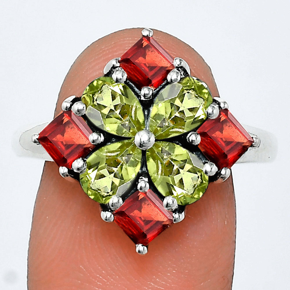 Floral Design Multi Stone Ring in 925 Silver - Women Statement Jewelry AGR1020 R-1021