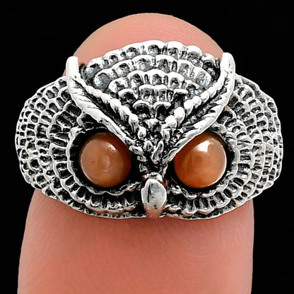 Unique Owl Face Ring in 925 Silver with Gemstone Eyes | Boho Style AGR1021 R-1022