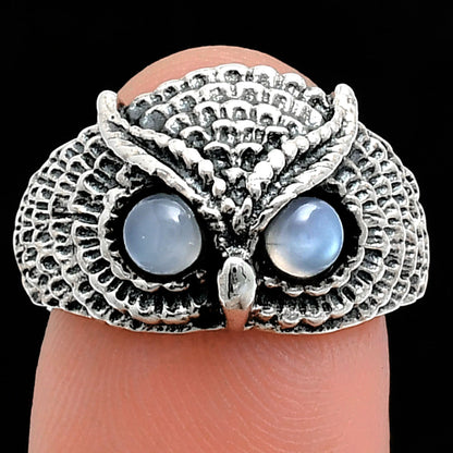 Unique Owl Face Ring in 925 Silver with Gemstone Eyes | Boho Style AGR1021 R-1022