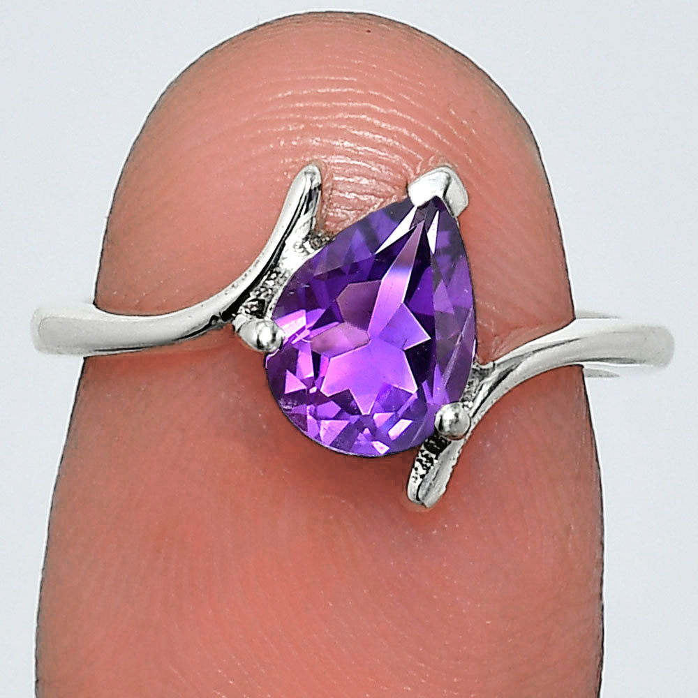 925 Silver Pear Gemstone Minimalist Solitaire Promise Ring for Women AGR1022 R-1731