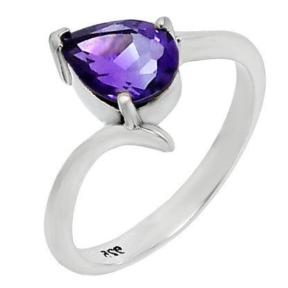 925 Silver Pear Gemstone Minimalist Solitaire Promise Ring for Women AGR1022 R-1731