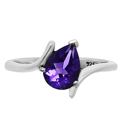 925 Silver Pear Gemstone Minimalist Solitaire Promise Ring for Women AGR1022 R-1731