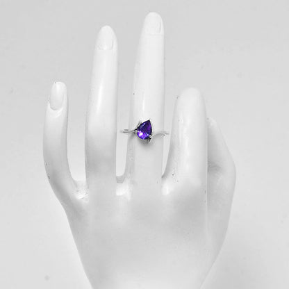 925 Silver Pear Gemstone Minimalist Solitaire Promise Ring for Women AGR1022 R-1731