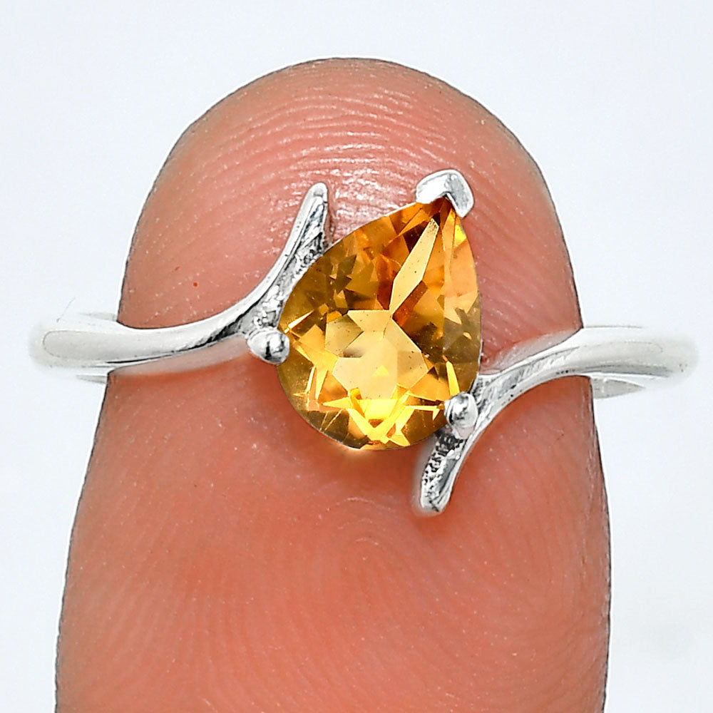 925 Silver Pear Gemstone Minimalist Solitaire Promise Ring for Women AGR1022 R-1731